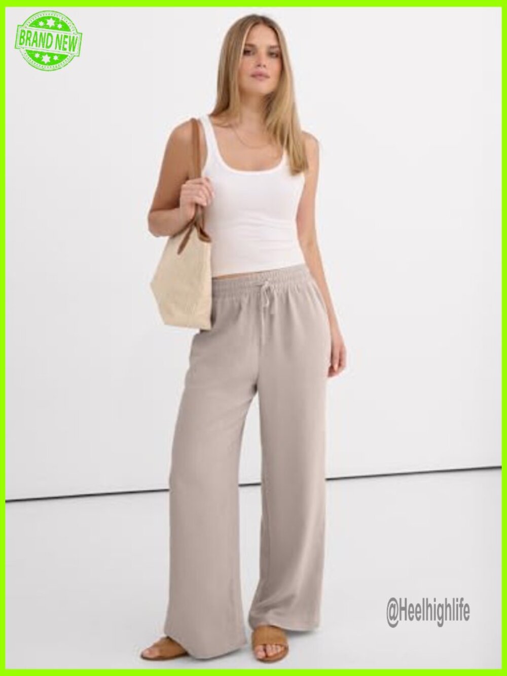 Wide Leg Palazzo Pants 2026 Summer Casual Loose Elastic High Waisted Flowy - Picture 2 of 7